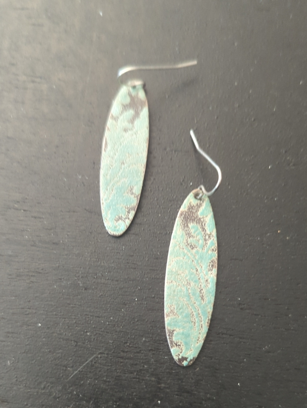 Sterling Silver And Green Enamel Earrings